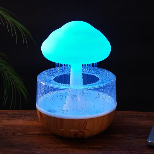 Rain Cloud Humidifier Rain Colorful Mushroom Cloud Raindrop Atmosphere Lamp Night Light Essential Oil Small Aromatherapy Machine